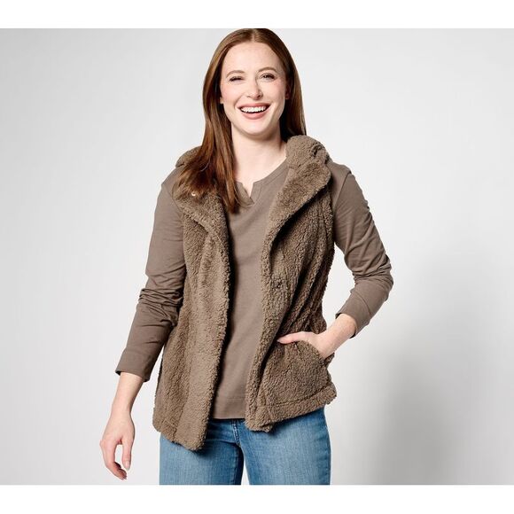 Koolaburra by Ugg Women's Jacket Sz M Brushed Back Sherpa Cozy Brown A625572 - Picture 1 of 4